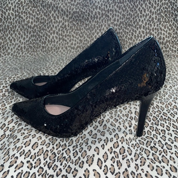 Chinese Laundry Women's Ruthy Dress Pump Black Sequin Stiletto Pointed Toe NWOT - Picture 3 of 14